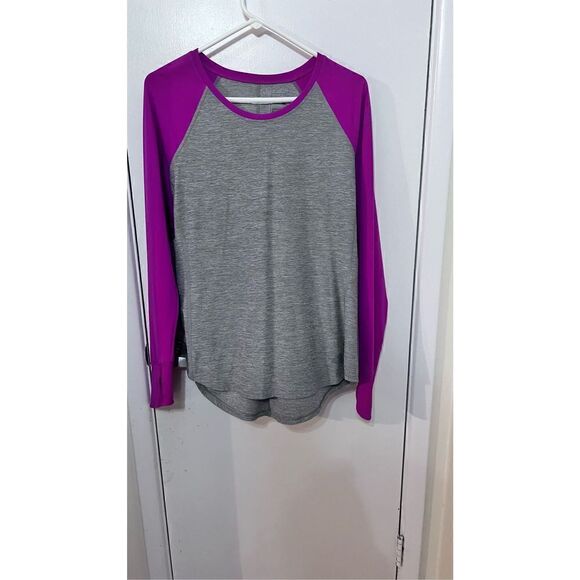 NORTHFACE WOMENS LONG SLEEVE ATHLETIC TOP THUMB HOLES GRAY PINK SZ L - Picture 2 of 9